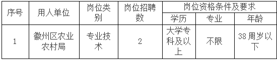徽州區(qū)農業(yè)農村局委托黃山市徽州時代人力資源有限公司招聘派遣工作人員公告